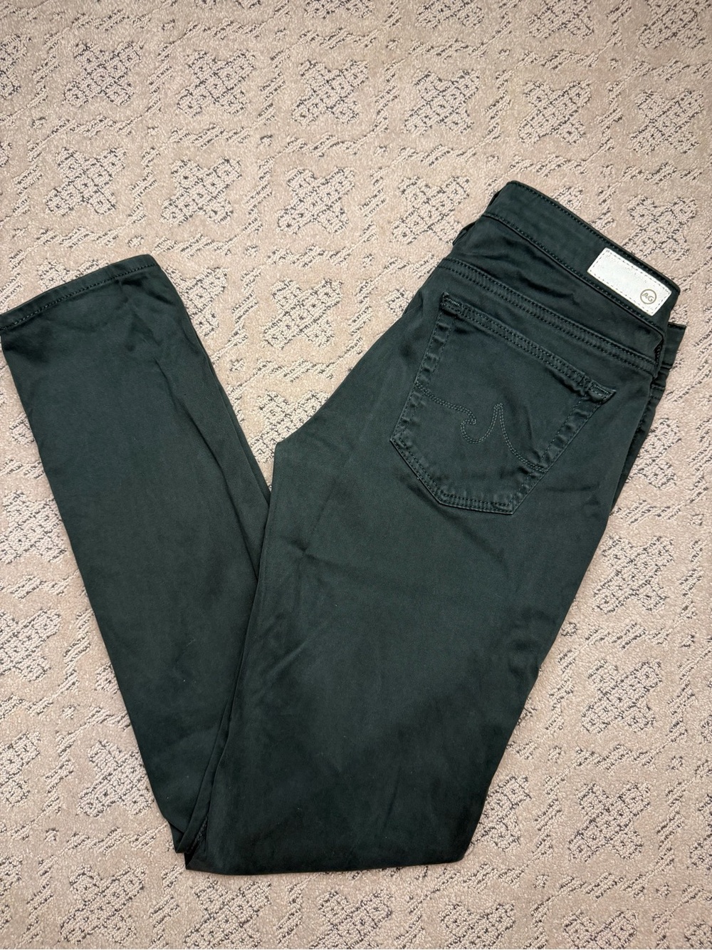 AG The Stevie Ankle Slim Straight Jeans Dark Forest Green 26
